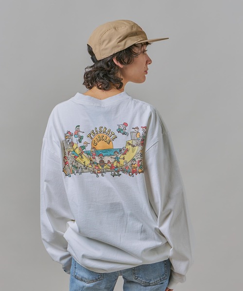 The Endless Summer(エンドレスサマー)の「TES ALLSTAR SKATE PARK LONG SLEEVE T-SHIRT / ロンT(Tシャツ/カットソー・メンズ・ホワイト/サンドベージュ・MEDIUM/LARGE/X-LARGE)」の1枚目の写真