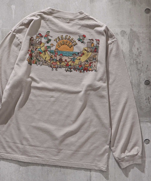 The Endless Summer(エンドレスサマー)の「TES ALLSTAR SKATE PARK LONG SLEEVE T-SHIRT / ロンT(Tシャツ/カットソー・メンズ・ホワイト/サンドベージュ・MEDIUM/LARGE/X-LARGE)」の2枚目の写真