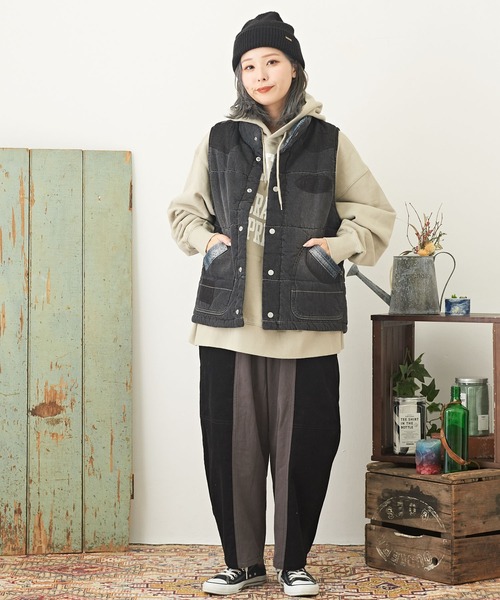 CUBE SUGAR（キューブシュガー）の「空紡糸スウェットロゴプリントプルオーバーパーカー（パーカー・レディース・ベージュ/マルチ/ピンク/ブルー/ホワイト・M）」の12枚目の写真