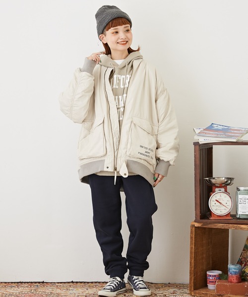 CUBE SUGAR（キューブシュガー）の「空紡糸スウェットロゴプリントプルオーバーパーカー（パーカー・レディース・ベージュ/マルチ/ピンク/ブルー/ホワイト・M）」の10枚目の写真