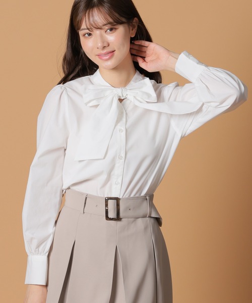 Honeys(ハニーズ)の「ボウタイブラウス(シャツ/ブラウス・レディース・ブラック/ホワイト/ブルー系その他/ホワイト系その他・S/LL/M/3L/L)」の7枚目の写真