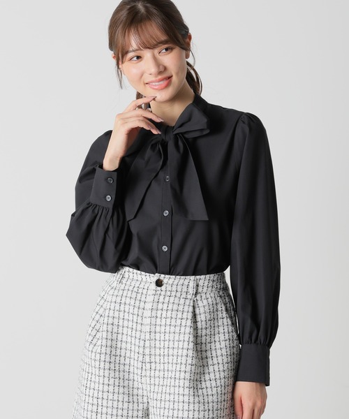 Honeys(ハニーズ)の「ボウタイブラウス(シャツ/ブラウス・レディース・ブラック/ホワイト/ブルー系その他/ホワイト系その他・S/LL/M/3L/L)」の9枚目の写真