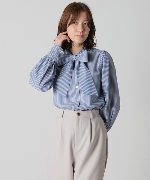 Honeys(ハニーズ)の「ボウタイブラウス(シャツ/ブラウス・レディース・ブラック/ホワイト/ブルー系その他/ホワイト系その他・S/LL/M/3L/L)」の13枚目の写真