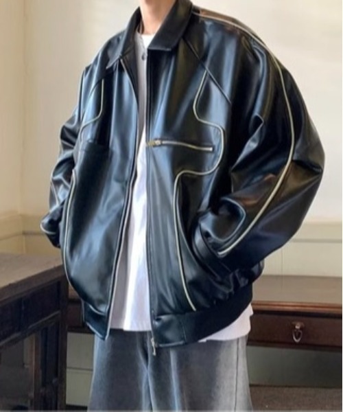 Burner（バーナー）の「【OKUOKU　0909】オーバーシルエット  ブルゾン oku-outer-692670148031-52 U（ブルゾン・メンズ・ブラック・L/XL/M）」の8枚目の写真