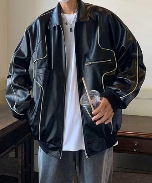 Burner（バーナー）の「【OKUOKU　0909】オーバーシルエット  ブルゾン oku-outer-692670148031-52 U（ブルゾン・メンズ・ブラック・L/XL/M）」の6枚目の写真