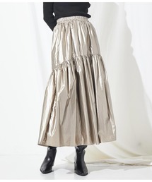 Settimissimo | メタリック タフタギャザー フレアロングスカート(スカート)