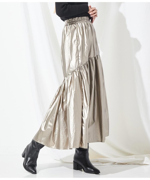 Settimissimo（セッティミッシモ）の「メタリック タフタギャザー フレアロングスカート（スカート・レディース・シルバー/ゴールド・FREE）」の13枚目の写真