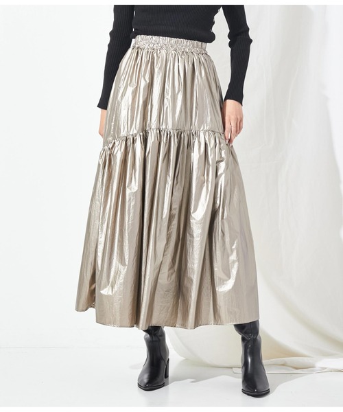 Settimissimo（セッティミッシモ）の「メタリック タフタギャザー フレアロングスカート（スカート・レディース・シルバー/ゴールド・FREE）」の11枚目の写真