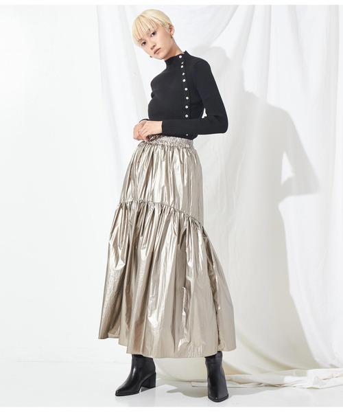 Settimissimo（セッティミッシモ）の「メタリック タフタギャザー フレアロングスカート（スカート・レディース・シルバー/ゴールド・FREE）」の14枚目の写真
