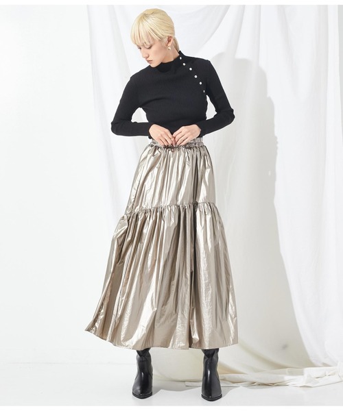 Settimissimo（セッティミッシモ）の「メタリック タフタギャザー フレアロングスカート（スカート・レディース・シルバー/ゴールド・FREE）」の15枚目の写真