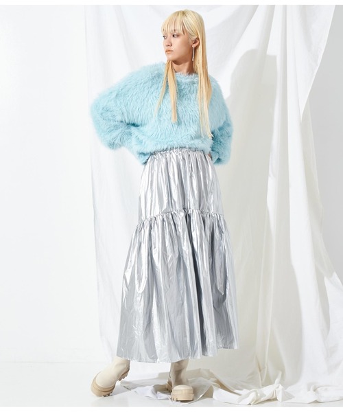 Settimissimo（セッティミッシモ）の「メタリック タフタギャザー フレアロングスカート（スカート・レディース・シルバー/ゴールド・FREE）」の8枚目の写真