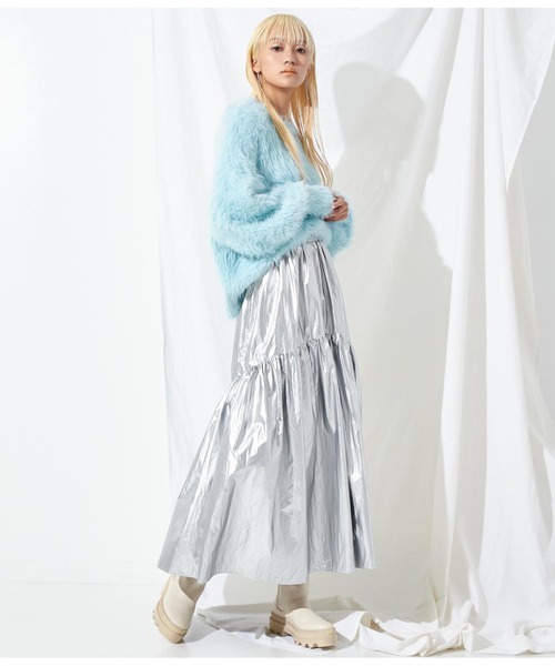 Settimissimo（セッティミッシモ）の「メタリック タフタギャザー フレアロングスカート（スカート・レディース・シルバー/ゴールド・FREE）」の9枚目の写真