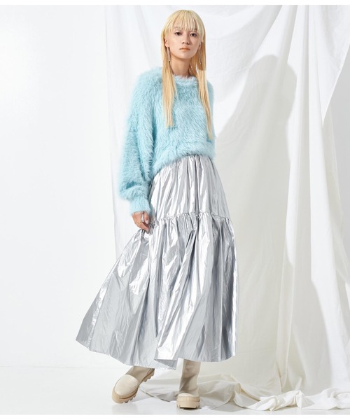 Settimissimo（セッティミッシモ）の「メタリック タフタギャザー フレアロングスカート（スカート・レディース・シルバー/ゴールド・FREE）」の10枚目の写真