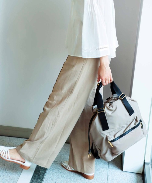 Jines（ジネス）の「リネンクロス センターピンタックパンツ（その他パンツ・レディース・ベージュ/ミント/ネイビー・38）」の5枚目の写真
