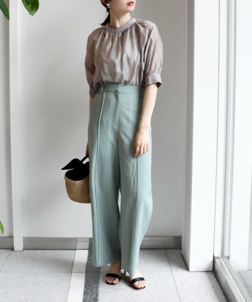 Jines（ジネス）の「リネンクロス センターピンタックパンツ（その他パンツ・レディース・ベージュ/ミント/ネイビー・38）」の9枚目の写真
