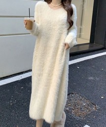 シャギーニットロングワンピース
