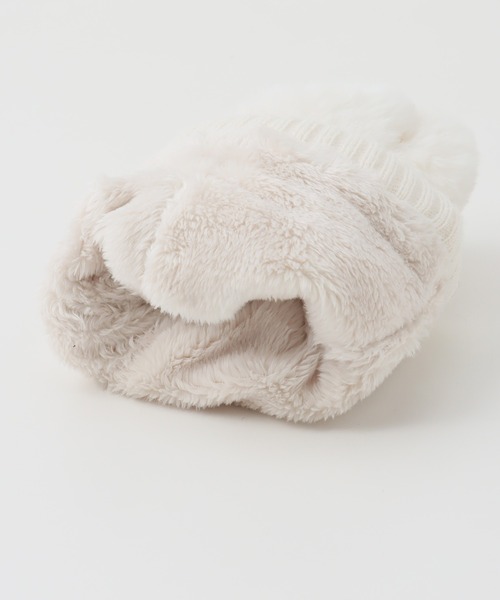 Honeys（ハニーズ）の「フード付ファー手袋（手袋・レディース・モカ/ベージュ/グレー/アイボリー/ピンク・FREE）」の14枚目の写真