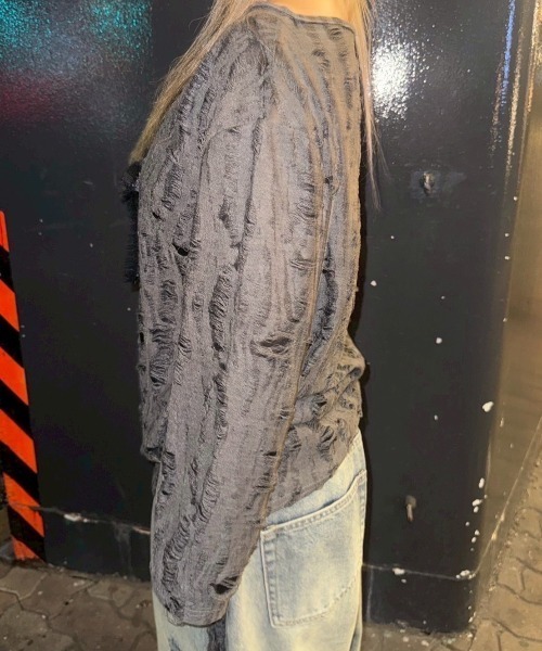 セール】【Never mind the XU】star damage tops / 【ネバー