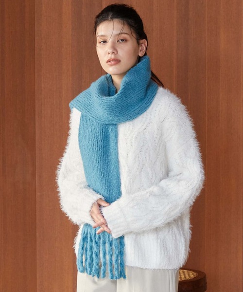 archives（アルシーヴ）の「フェザーモールケーブルルーズニット（ニット/セーター・レディース・ブルー/イエロー/アイボリー/ピンク・MEDIUM）」の16枚目の写真