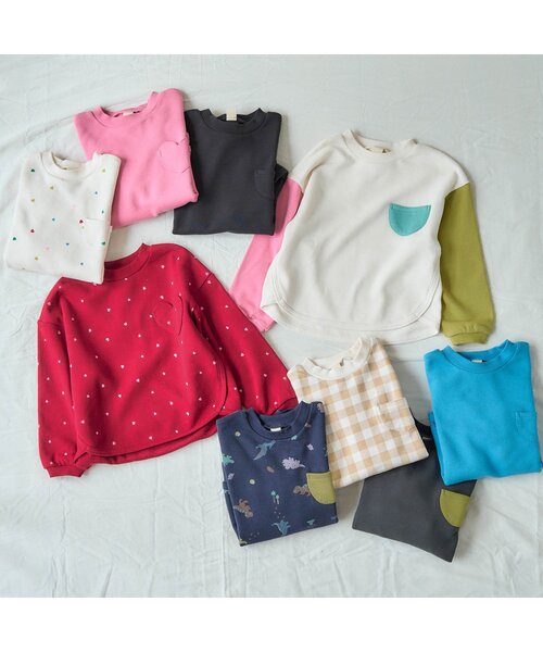 apres les cours（アプレレクール）の「【ユニセックス】無地・総柄ゆったりトレーナー（スウェット・キッズ・その他12/ピンク/チェック/アイボリー/チャコール/その他11/ネイビー/ブルー/レッド・110/100/130/120/90/80/140）」の15枚目の写真