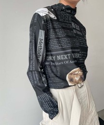 Ameri | UND SPACE NEWSPAPER PRINT TOP(Tシャツ/カットソー)