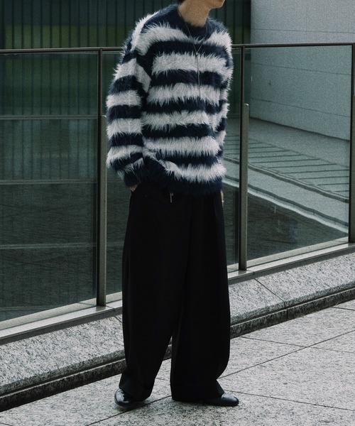 epnok（エプノック）の「シャギーボーダールーズニット（ニット/セーター・メンズ・ネイビー/ブラック/グレー・MEDIUM/LARGE/SMALL）」の11枚目の写真