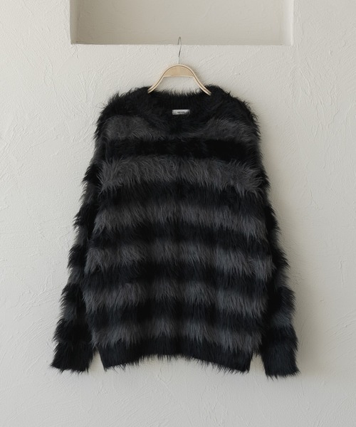 epnok（エプノック）の「シャギーボーダールーズニット（ニット/セーター・メンズ・ネイビー/ブラック/グレー・MEDIUM/LARGE/SMALL）」の6枚目の写真