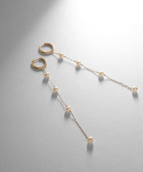 K10パール ハング中折れフープピアス大（ピアス（両耳用