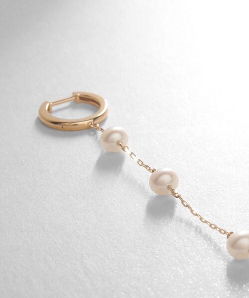 K10パール ハング中折れフープピアス大（ピアス（両耳用