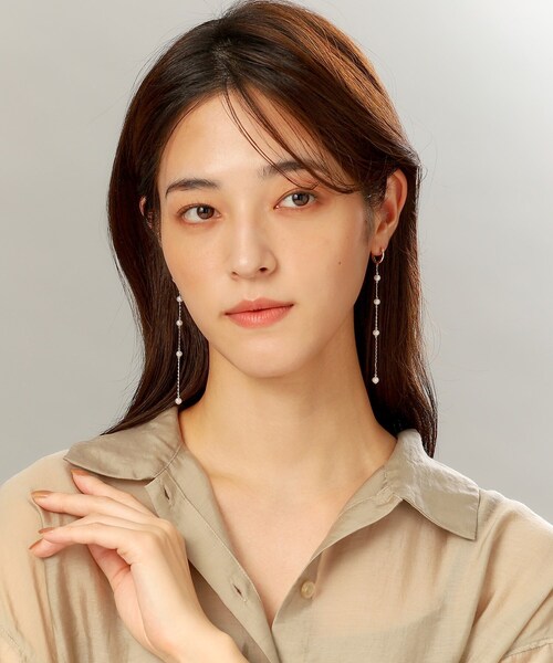 K10パール ハング中折れフープピアス大（ピアス（両耳用