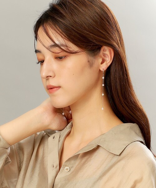 COCOSHNIK(ココシュニック)の「K10パール ハング中折れフープピアス大(ピアス(両耳用)・レディース・イエローゴールド・00)」の7枚目の写真
