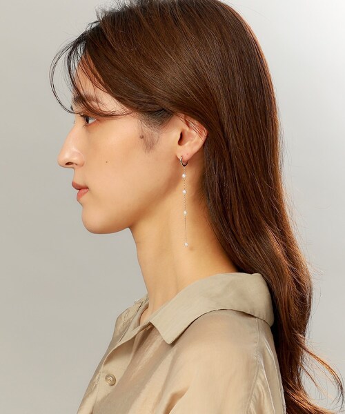 K10パール ハング中折れフープピアス大（ピアス（両耳用