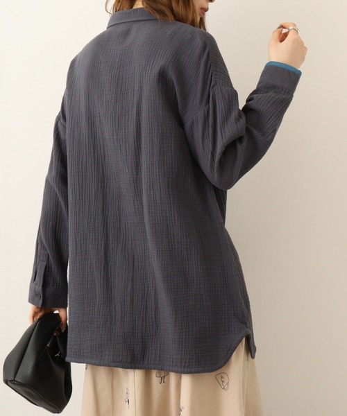 Emago（イマゴ）の「EMAGO 配色ﾊﾟｲﾋﾟﾝｸﾞｼｬﾂﾁｭﾆｯｸ（シャツ/ブラウス・レディース・イエロー/チャコール/アイボリー・FREE）」の17枚目の写真