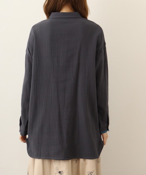 Emago（イマゴ）の「EMAGO 配色ﾊﾟｲﾋﾟﾝｸﾞｼｬﾂﾁｭﾆｯｸ（シャツ/ブラウス・レディース・イエロー/チャコール/アイボリー・FREE）」の9枚目の写真