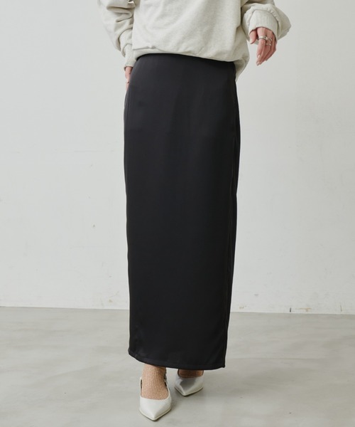 Aunt Marie's（アントマリーズ）の「【サイズ展開あり】サテンナロースカート/セットアップ対応（スカート・レディース・ベージュ/ブラック/モカ・FREE/MT）」の5枚目の写真