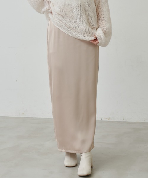 Aunt Marie's（アントマリーズ）の「【サイズ展開あり】サテンナロースカート/セットアップ対応（スカート・レディース・ベージュ/ブラック/モカ・FREE/MT）」の21枚目の写真