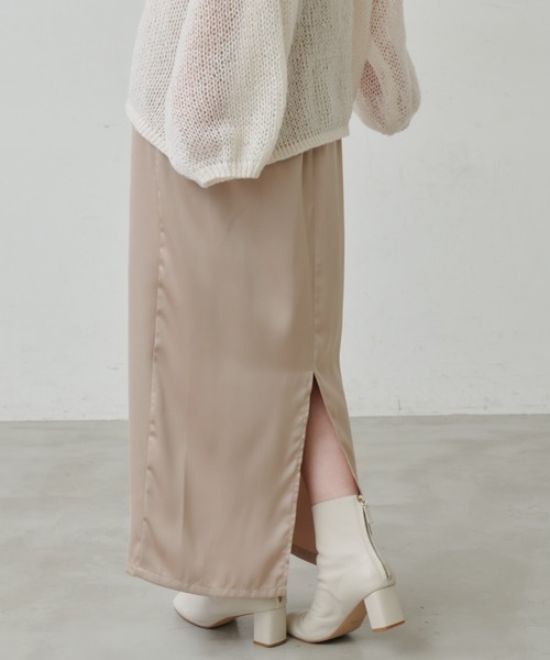 Aunt Marie's（アントマリーズ）の「【サイズ展開あり】サテンナロースカート/セットアップ対応（スカート・レディース・ベージュ/ブラック/モカ・FREE/MT）」の22枚目の写真