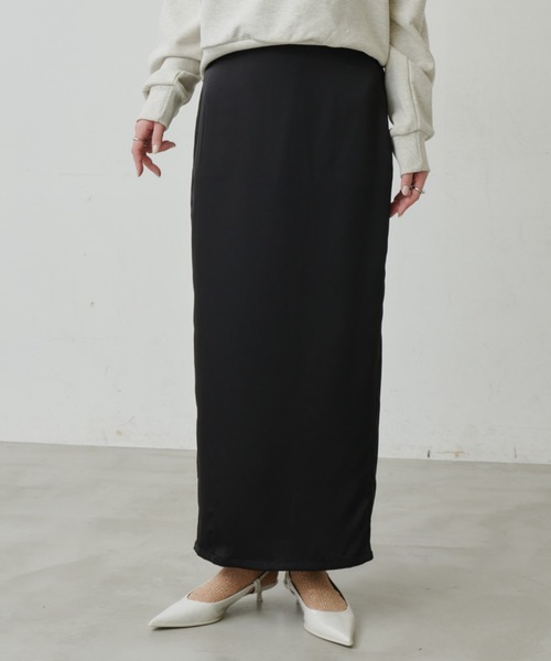 Aunt Marie's（アントマリーズ）の「【サイズ展開あり】サテンナロースカート/セットアップ対応（スカート・レディース・ベージュ/ブラック/モカ・FREE/MT）」の7枚目の写真