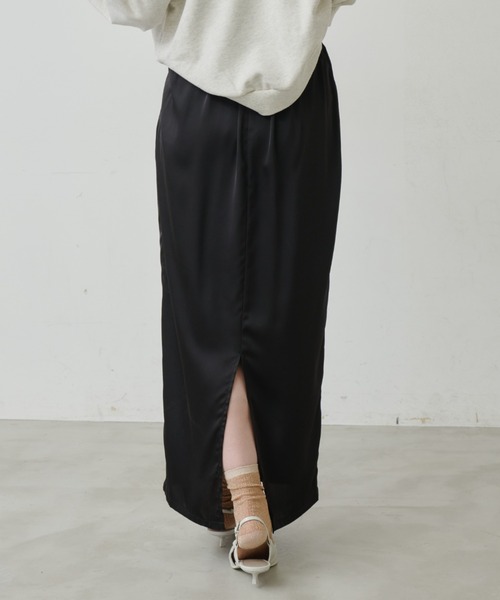Aunt Marie's（アントマリーズ）の「【サイズ展開あり】サテンナロースカート/セットアップ対応（スカート・レディース・ベージュ/ブラック/モカ・FREE/MT）」の9枚目の写真