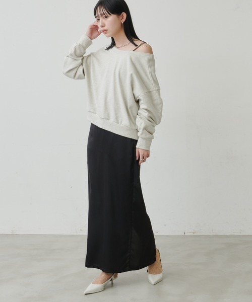 Aunt Marie's（アントマリーズ）の「【サイズ展開あり】サテンナロースカート/セットアップ対応（スカート・レディース・ベージュ/ブラック/モカ・FREE/MT）」の12枚目の写真