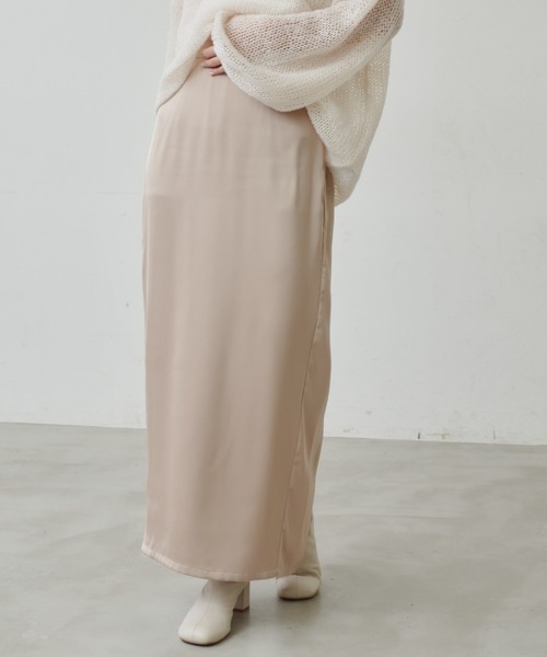 Aunt Marie's（アントマリーズ）の「【サイズ展開あり】サテンナロースカート/セットアップ対応（スカート・レディース・ベージュ/ブラック/モカ・FREE/MT）」の18枚目の写真