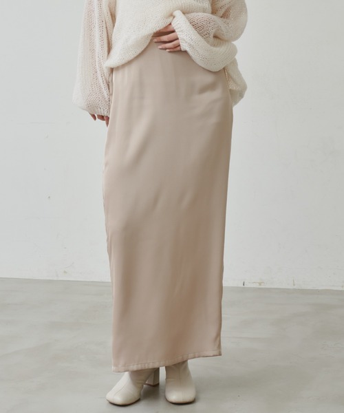 Aunt Marie's（アントマリーズ）の「【サイズ展開あり】サテンナロースカート/セットアップ対応（スカート・レディース・ベージュ/ブラック/モカ・FREE/MT）」の17枚目の写真