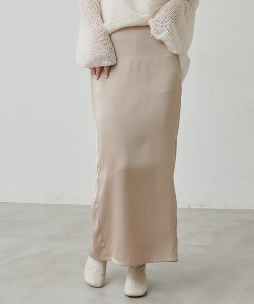 Aunt Marie's（アントマリーズ）の「【サイズ展開あり】サテンナロースカート/セットアップ対応（スカート・レディース・ベージュ/ブラック/モカ・FREE/MT）」の20枚目の写真