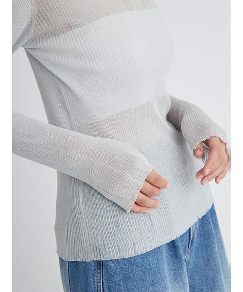 emmi(エミ)の「【emmi atelier】ソフトタートルシアーニットプルオーバー(シャツ/ブラウス・レディース・ミント/グリーン/クリーム・FREE)」の9枚目の写真