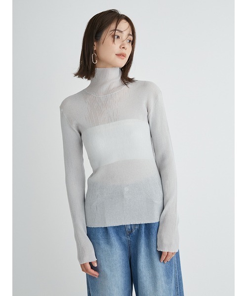 emmi(エミ)の「【emmi atelier】ソフトタートルシアーニットプルオーバー(シャツ/ブラウス・レディース・ミント/グリーン/クリーム・FREE)」の6枚目の写真