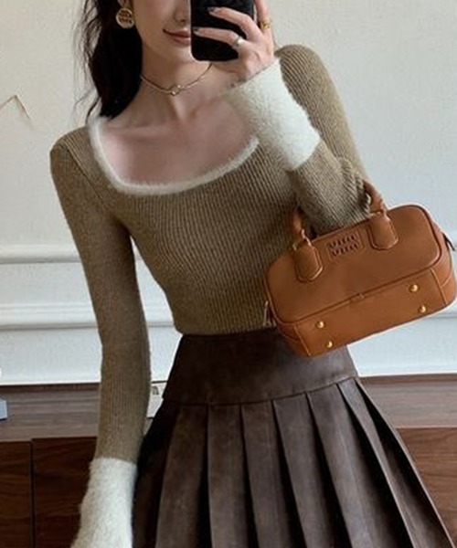 最終値下 ルネ ニット トップス 34 ブラウン セール】 【WEB限定・洗える】WOOLY NEP クルーネックニット