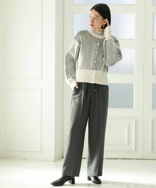 OPAQUE.CLIP（オペークドットクリップ）の「◆≪SS-LLsize≫ イージーワイドパンツ/メランジツイル【ストレッチ/イージーケア/洗濯機洗い可】（その他パンツ・レディース・ライトベージュ/ブラック/チャコールグレー・40/42/38/36/34）」の4枚目の写真