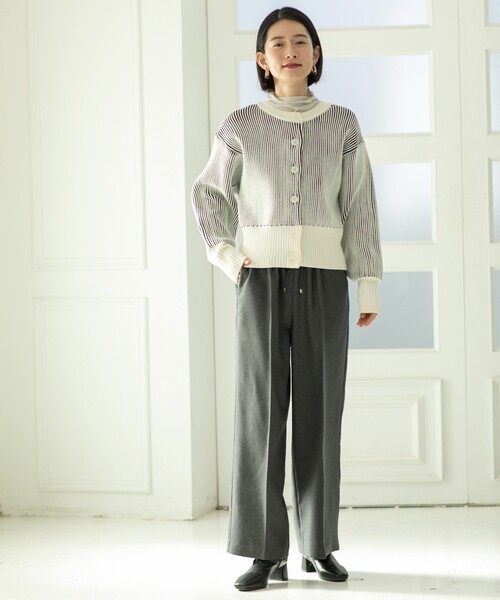 OPAQUE.CLIP（オペークドットクリップ）の「◆≪SS-LLsize≫ イージーワイドパンツ/メランジツイル【ストレッチ/イージーケア/洗濯機洗い可】（その他パンツ・レディース・ライトベージュ/ブラック/チャコールグレー・40/42/38/36/34）」の5枚目の写真