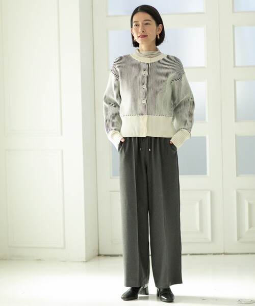 OPAQUE.CLIP（オペークドットクリップ）の「◆≪SS-LLsize≫ イージーワイドパンツ/メランジツイル【ストレッチ/イージーケア/洗濯機洗い可】（その他パンツ・レディース・ライトベージュ/ブラック/チャコールグレー・40/42/38/36/34）」の6枚目の写真