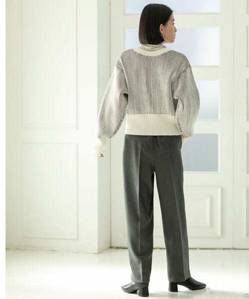 OPAQUE.CLIP（オペークドットクリップ）の「◆≪SS-LLsize≫ イージーワイドパンツ/メランジツイル【ストレッチ/イージーケア/洗濯機洗い可】（その他パンツ・レディース・ライトベージュ/ブラック/チャコールグレー・40/42/38/36/34）」の8枚目の写真